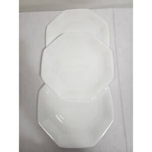 Arcoroc France Octime White Octagon Dinner plates 10.5" soft edge Set of 3